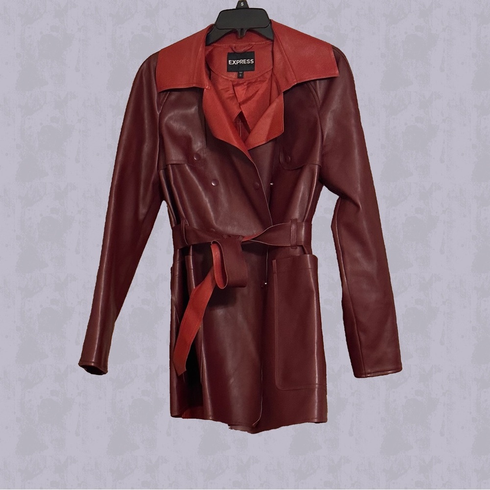 Faux leather tench jacket